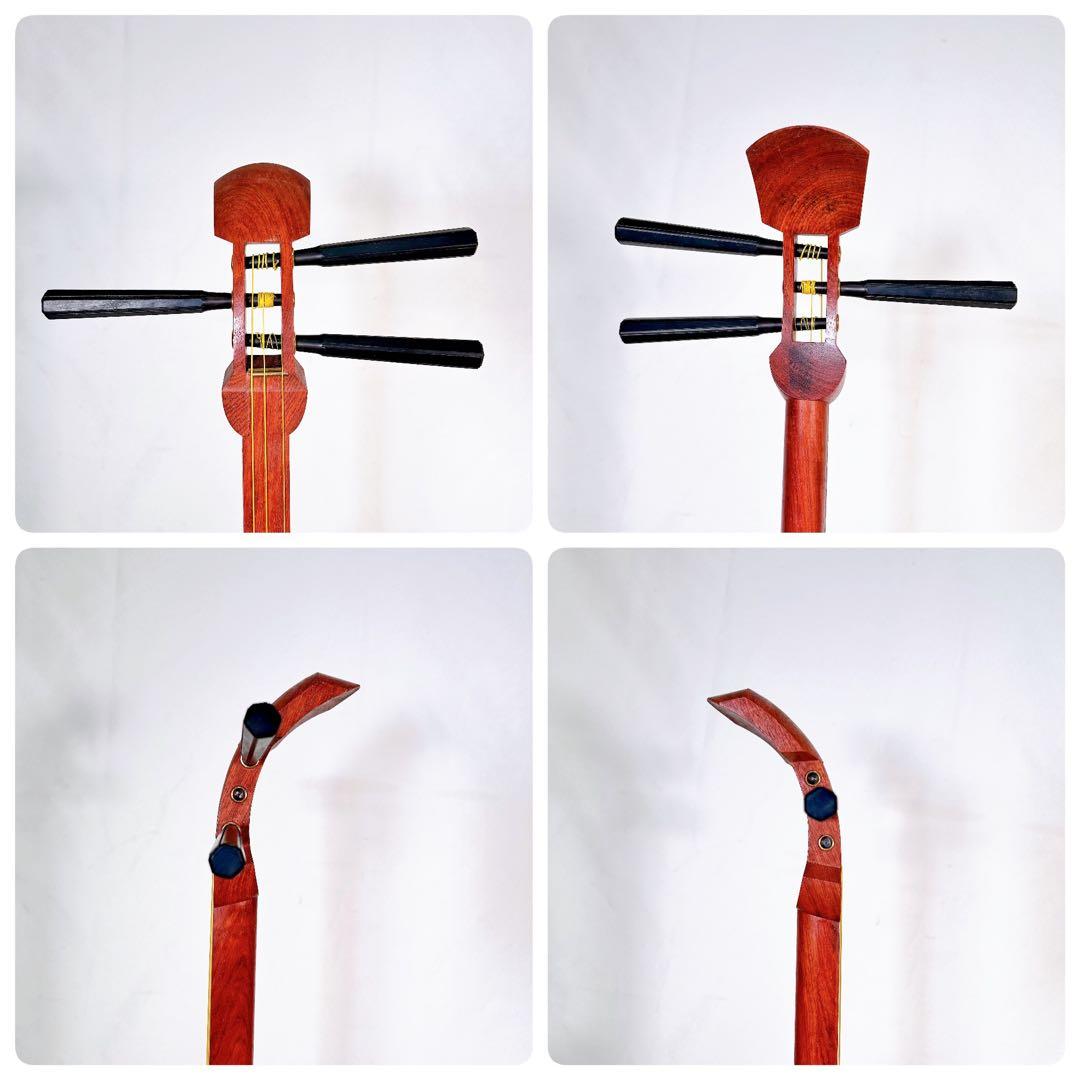 長唄三味線　細棹　花梨　正寸　丸打胴　本皮　皮破れなし　天神欠けなし　②