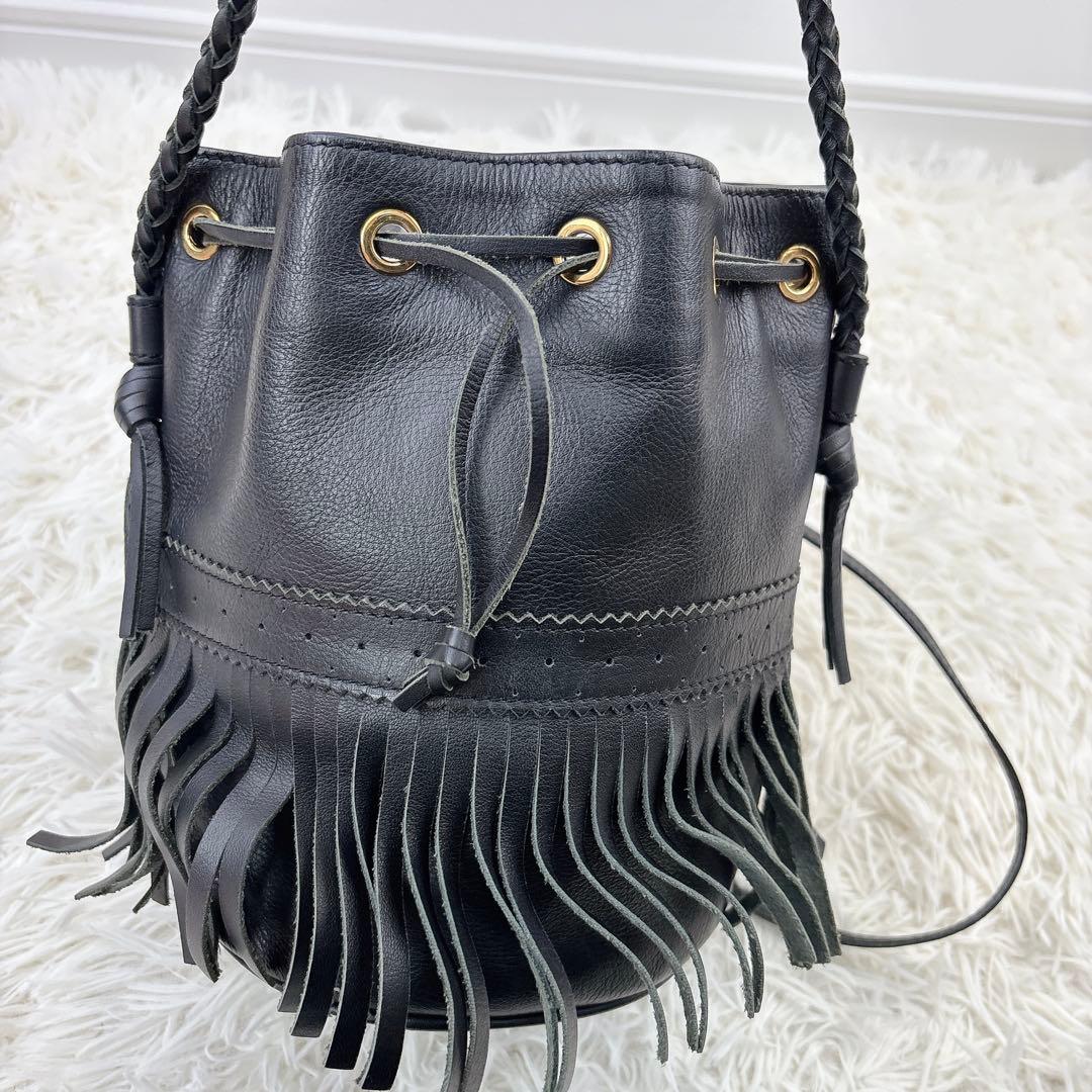 J&M DAVIDSONカーニバル2WAYフリンジレザー黒ショルダーバッグ