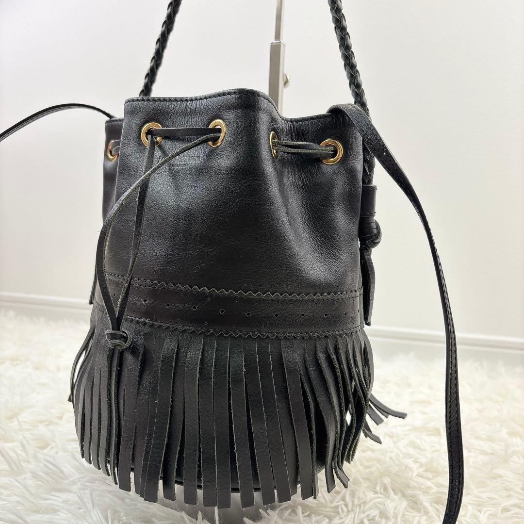 J&M DAVIDSONカーニバル2WAYフリンジレザー黒ショルダーバッグ