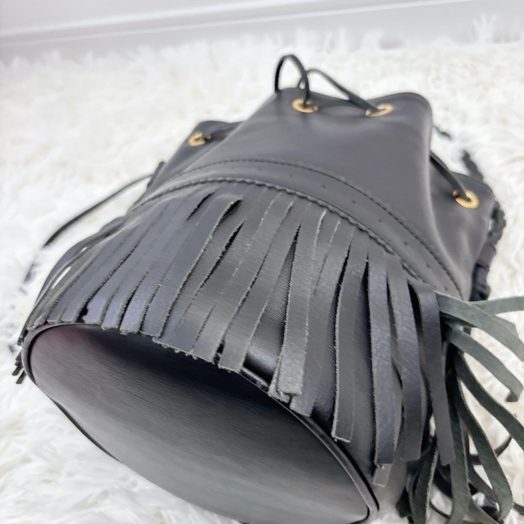 J&M DAVIDSONカーニバル2WAYフリンジレザー黒ショルダーバッグ