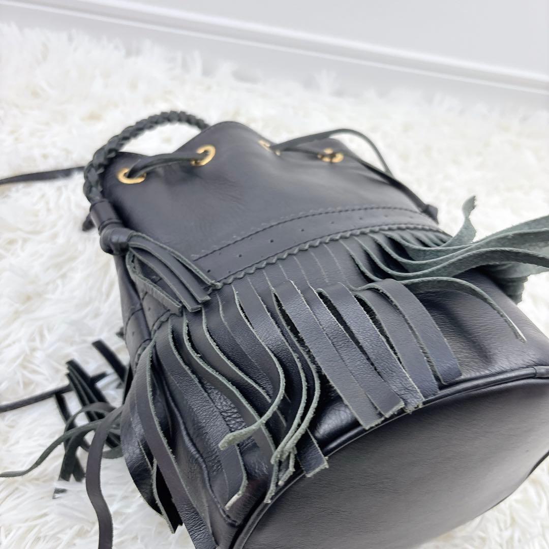 J&M DAVIDSONカーニバル2WAYフリンジレザー黒ショルダーバッグ