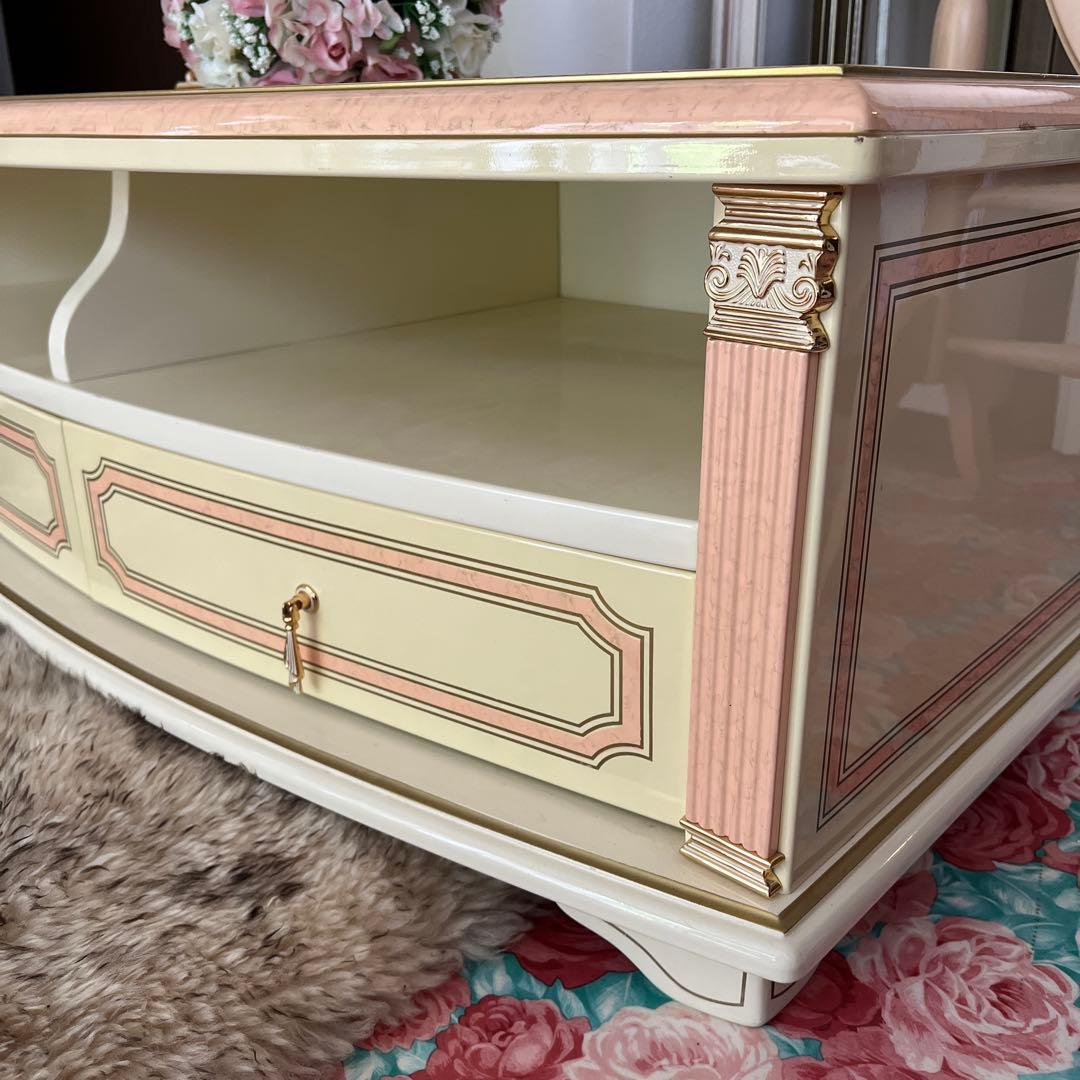 k413r120 イタリア製 ロココ調テレビボード ローボード 白家具 姫系