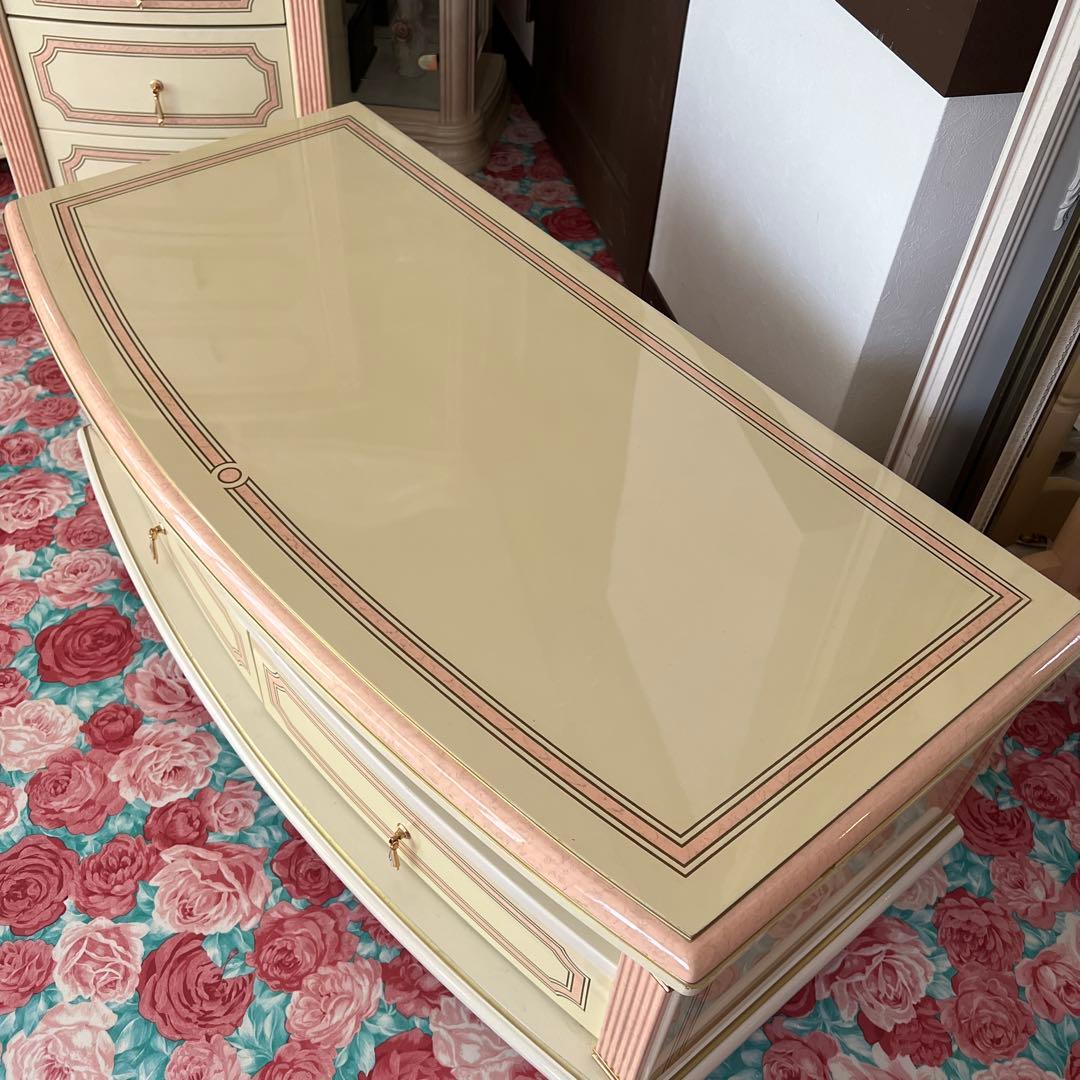 k413r120 イタリア製 ロココ調テレビボード ローボード 白家具 姫系