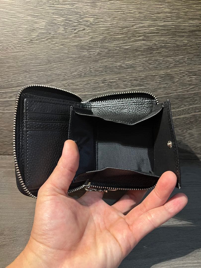 はる｜④本革二つ折り財布｜ラウンドファスナーダガー ｜純銀ロゴ