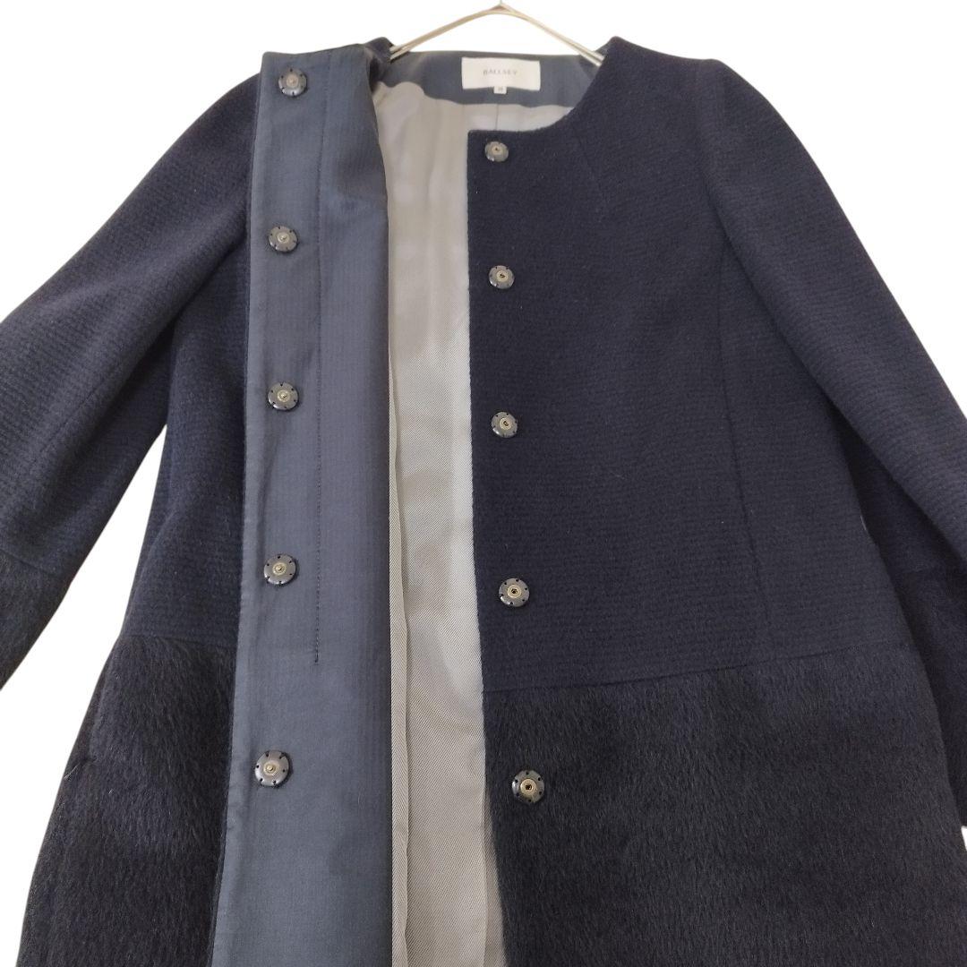 美品 BALLSEY ノーカラーコート ウール アルパカ アンゴラ