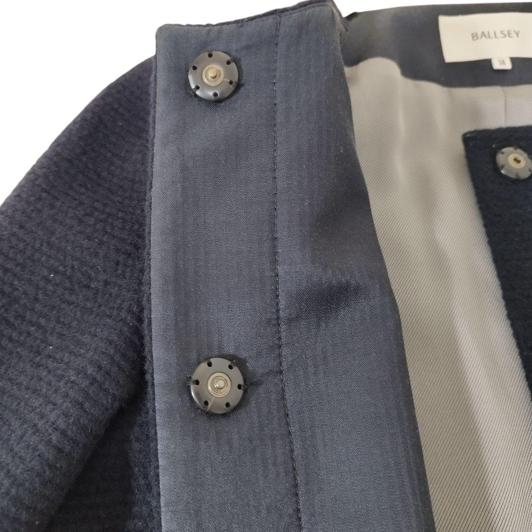 美品 BALLSEY ノーカラーコート ウール アルパカ アンゴラ