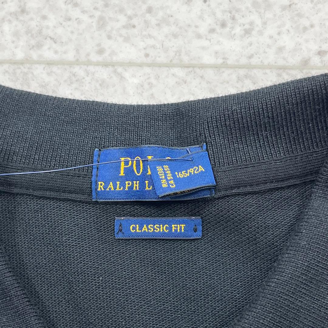 未使用タグ付【ポロラルフローレン】半袖 ポロシャツ ポロベア 刺繍 ブラック M