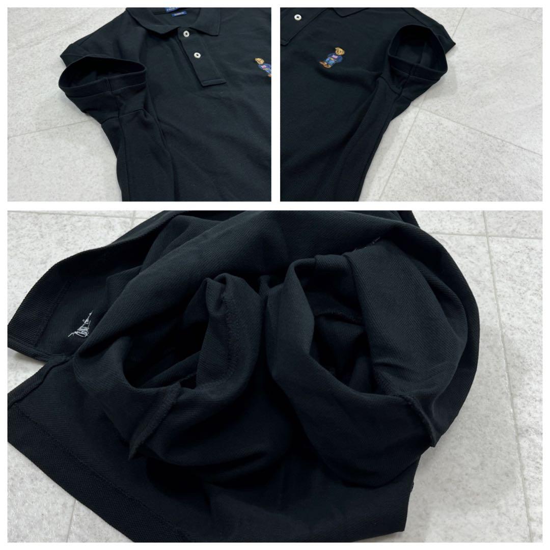 未使用タグ付【ポロラルフローレン】半袖 ポロシャツ ポロベア 刺繍 ブラック M