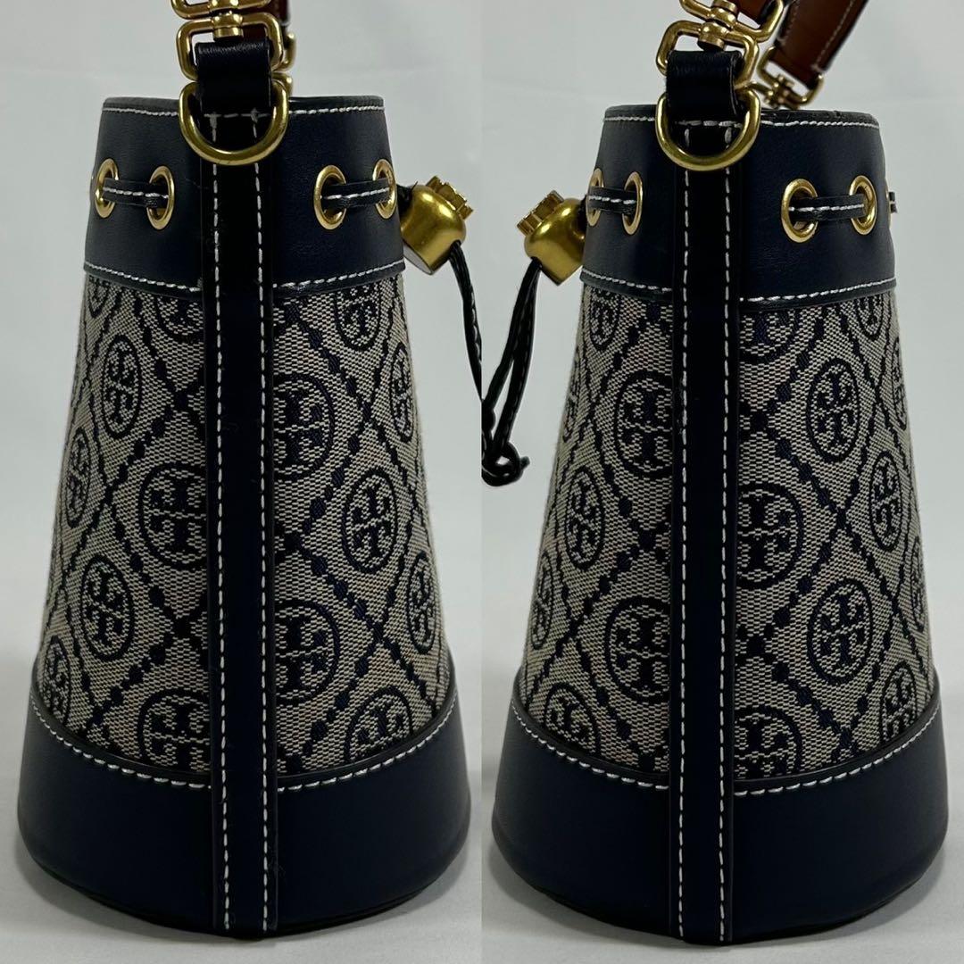 【極美品】トリーバーチ Tモノグラム ジャガード 2way バケットバッグ 巾着