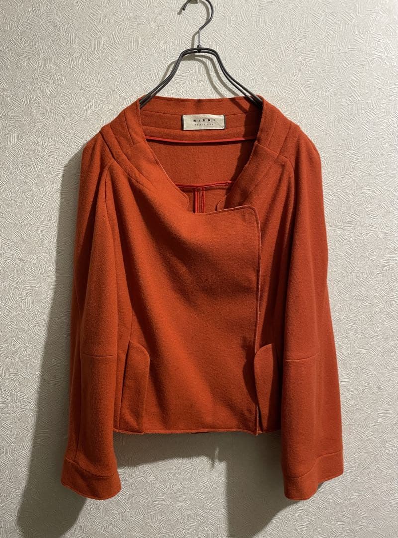 MARNI スタンドカラー ジャケット / マルニ ウール ダブル カットオフ