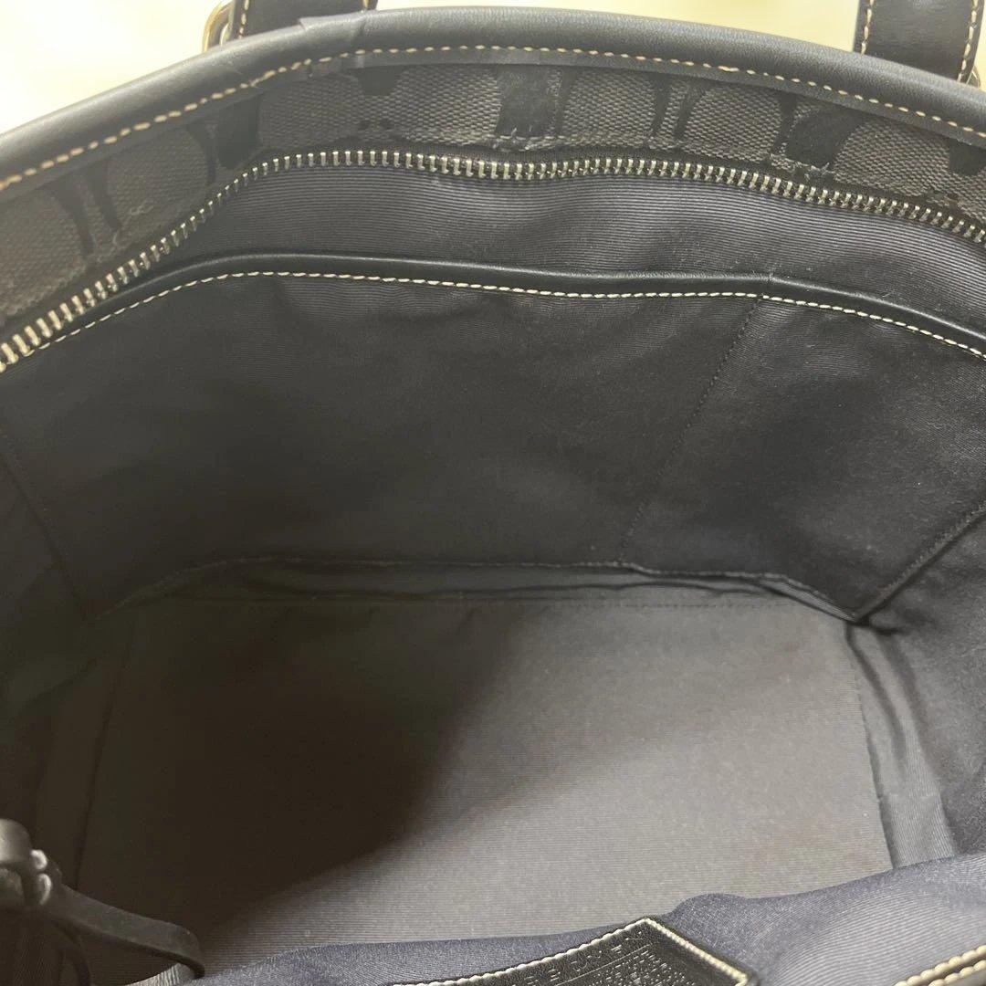 美品 COACH コーチ トートバッグ シグネチャーキャンバス6042 ブラック