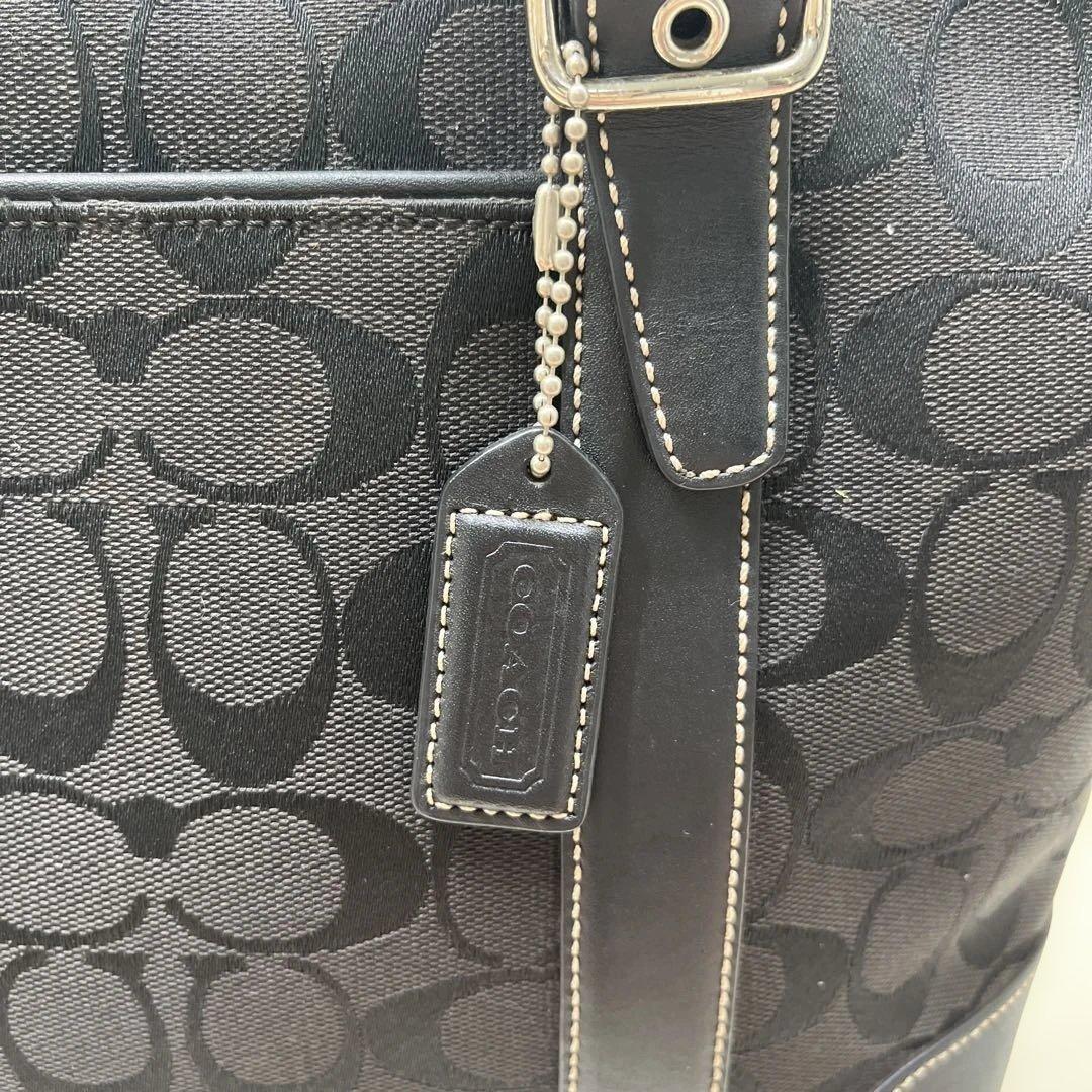 美品 COACH コーチ トートバッグ シグネチャーキャンバス6042 ブラック