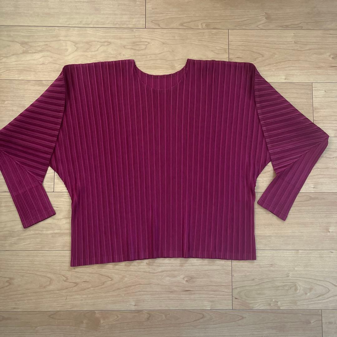 PLAISIR PLEASE ボルドー リブプリーツトップス　サイズ3