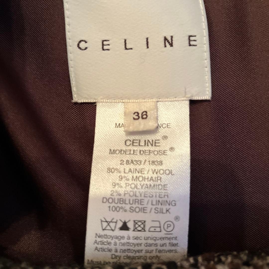 セリーヌ　ツイード　Pコート