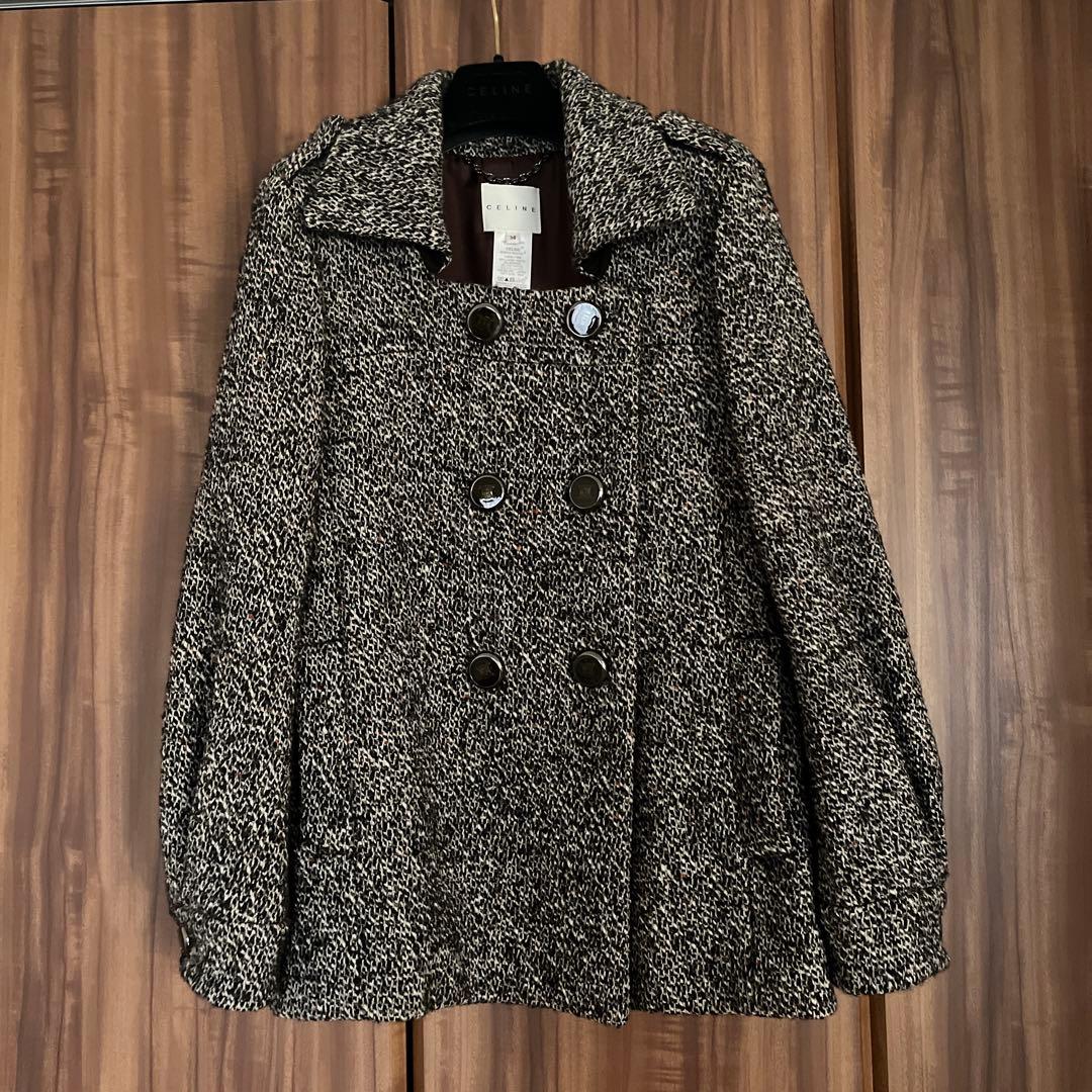 セリーヌ　ツイード　Pコート