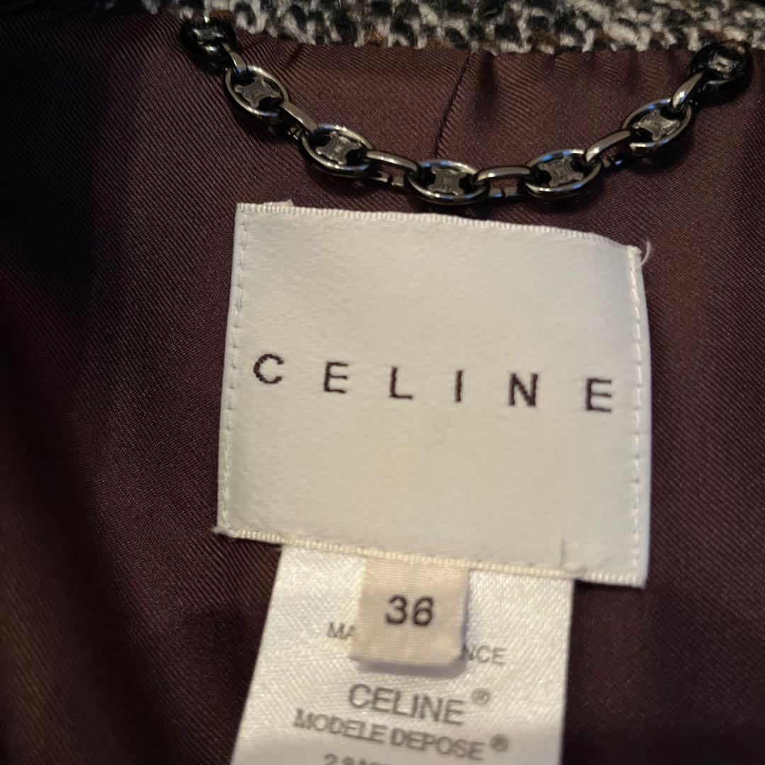 セリーヌ　ツイード　Pコート