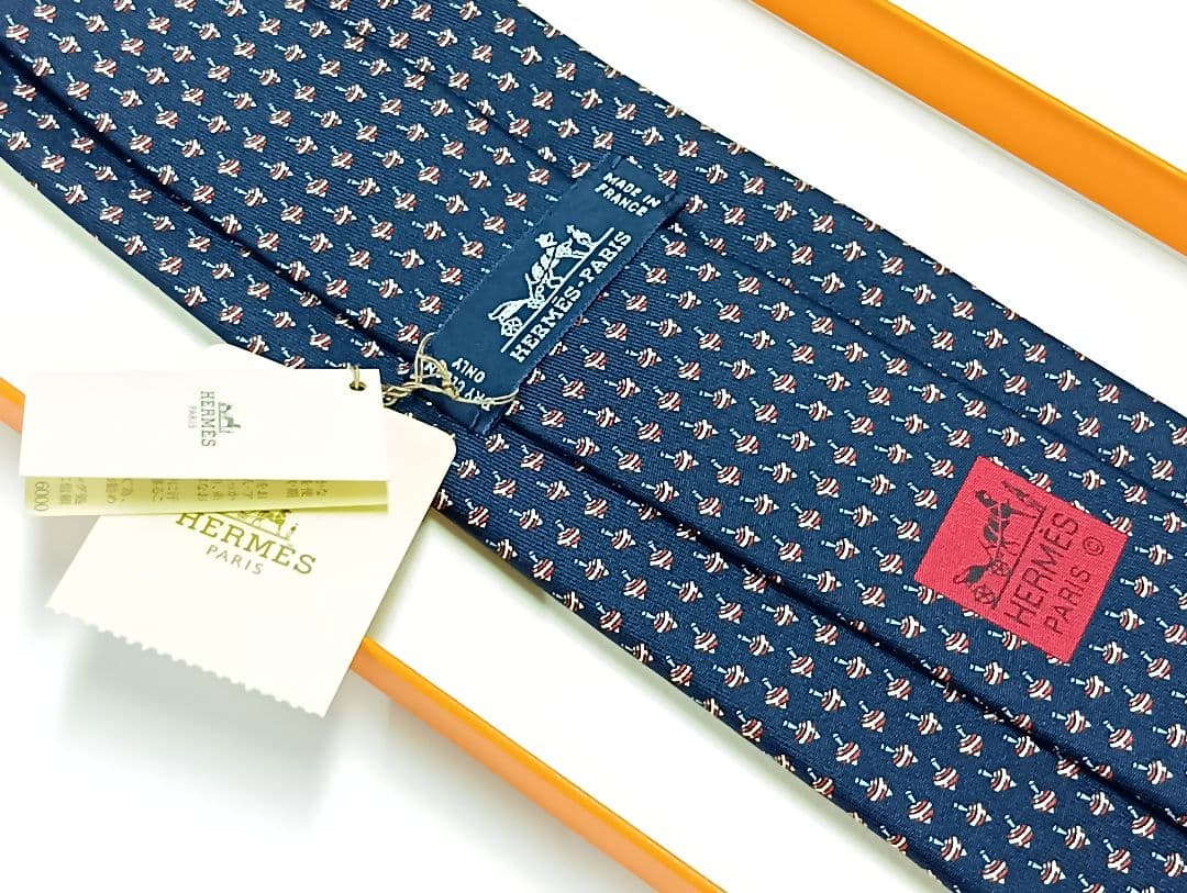 473 HERMES エルメス ネクタイ 新品未使用 箱·タグ付き こま模様