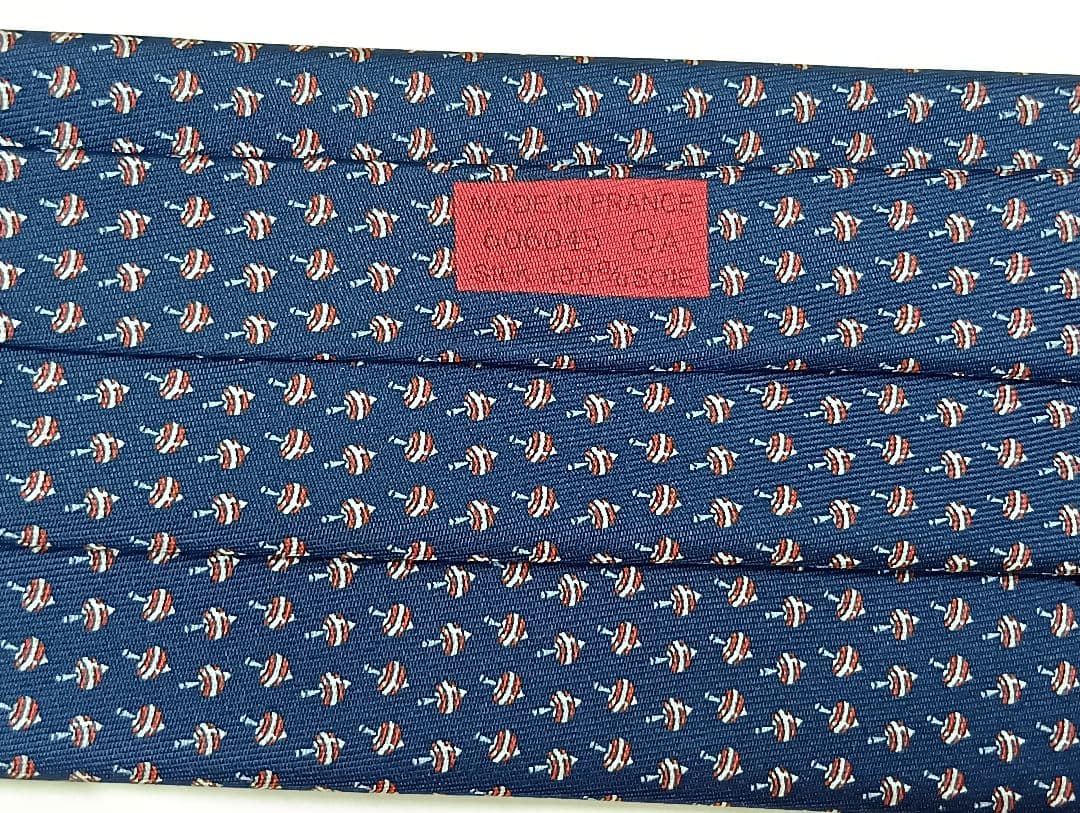 473 HERMES エルメス ネクタイ 新品未使用 箱·タグ付き こま模様