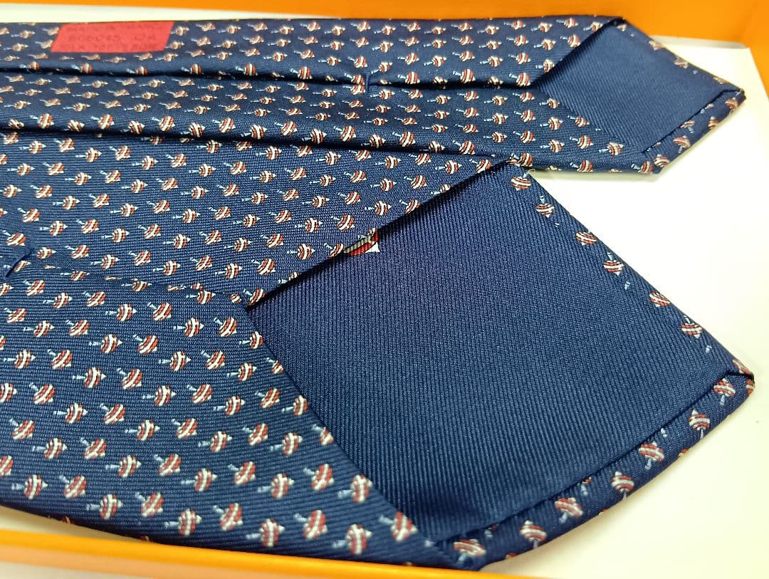 473 HERMES エルメス ネクタイ 新品未使用 箱·タグ付き こま模様