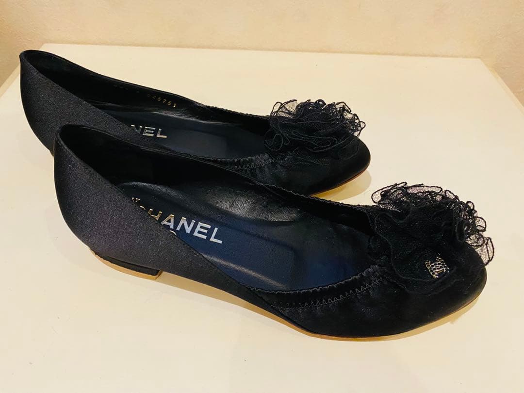 CHANEL バレエシューズ　サテン　ブラック　36C