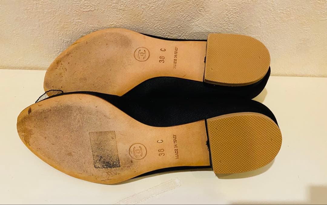 CHANEL バレエシューズ　サテン　ブラック　36C
