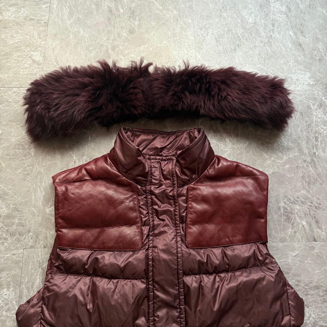 RALPH LAUREN PURPLE LABEL レザー　ファーダウンベスト