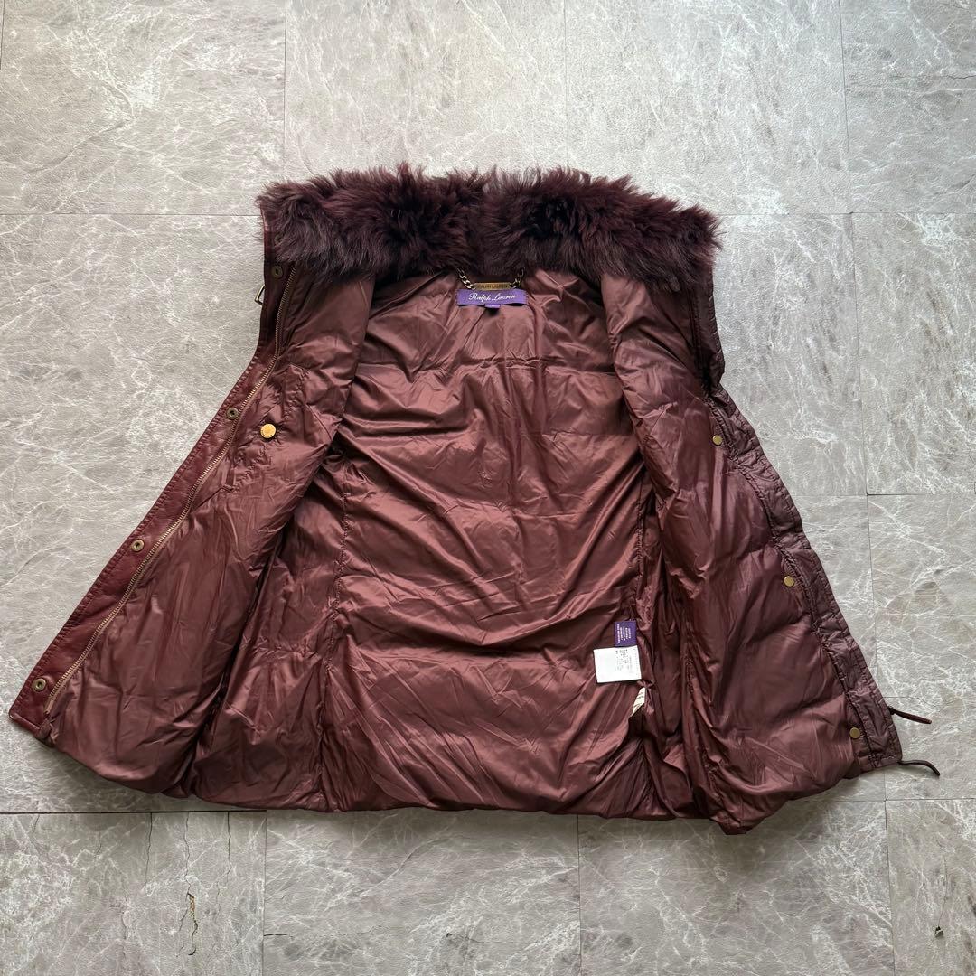 RALPH LAUREN PURPLE LABEL レザー　ファーダウンベスト