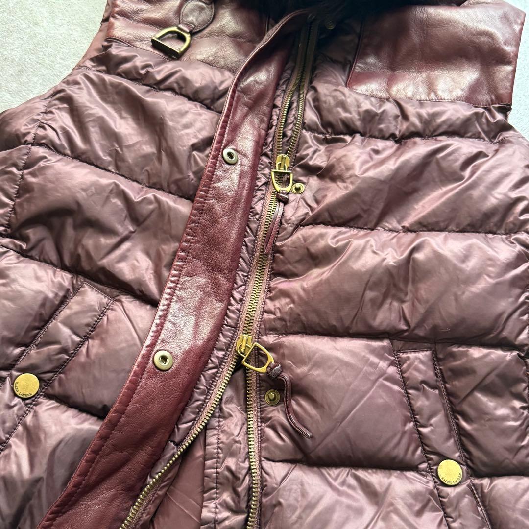 RALPH LAUREN PURPLE LABEL レザー　ファーダウンベスト