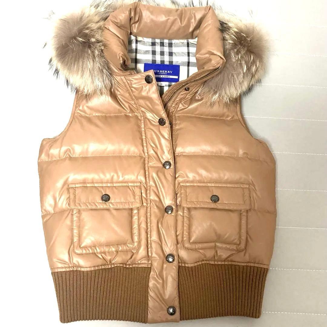 【Mimi】バーバリー　ブルーレーベル　ベージュ フード付きダウンベスト