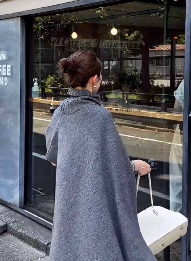 新品♡タグ付きNa.e Wool Poncho ウール ポンチョ gray