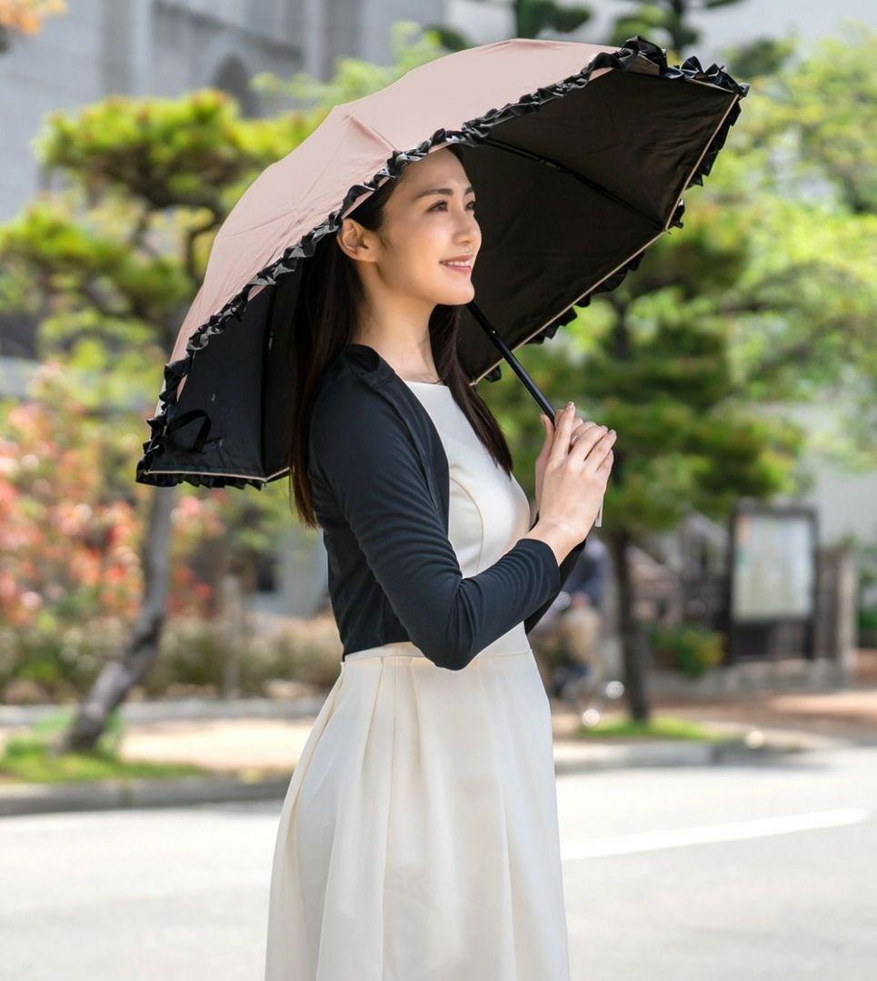 芦屋ロサブラン 日傘 3段折り フリル