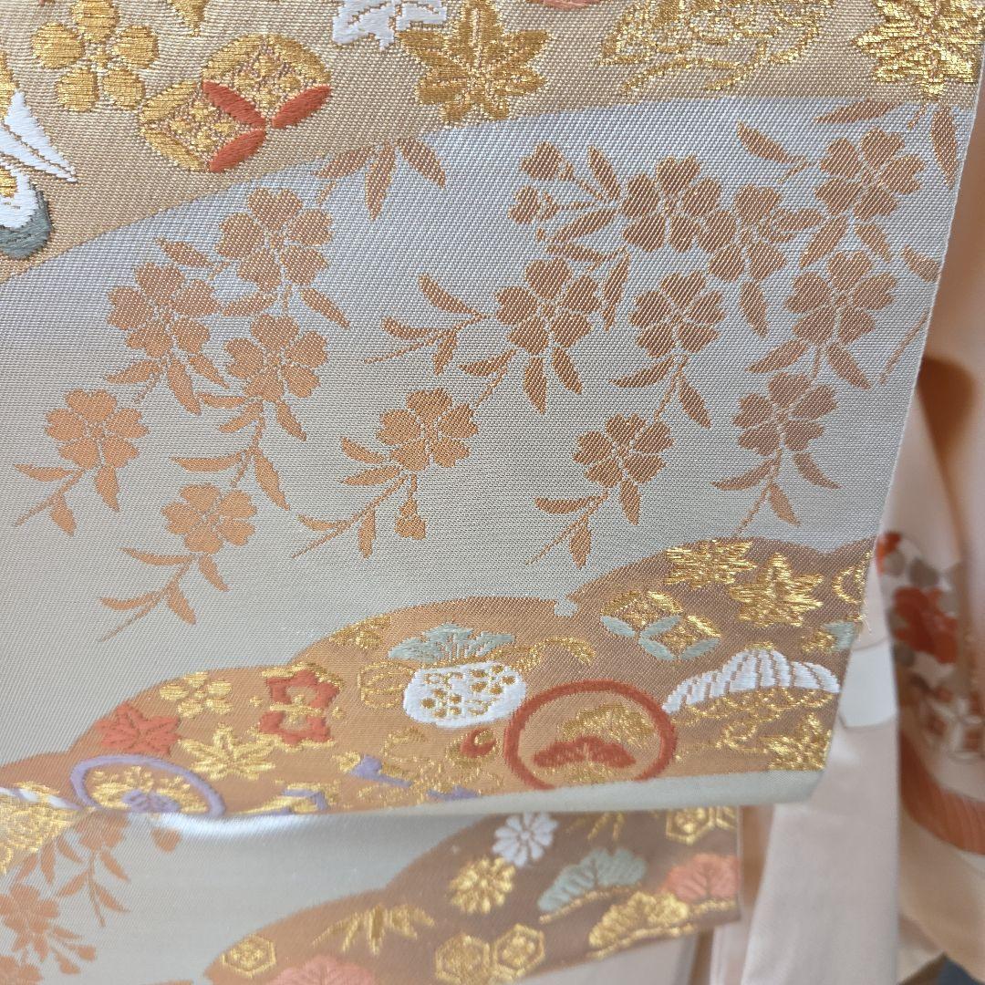 未使用、しつけ糸付き付け下げ訪問着4点フルセット、着物、袋帯、帯締め、帯揚げ