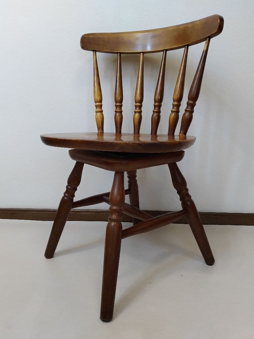 ウィンザーチェア 木製 回転チェア レトロ 回転式 ダイニングチェア