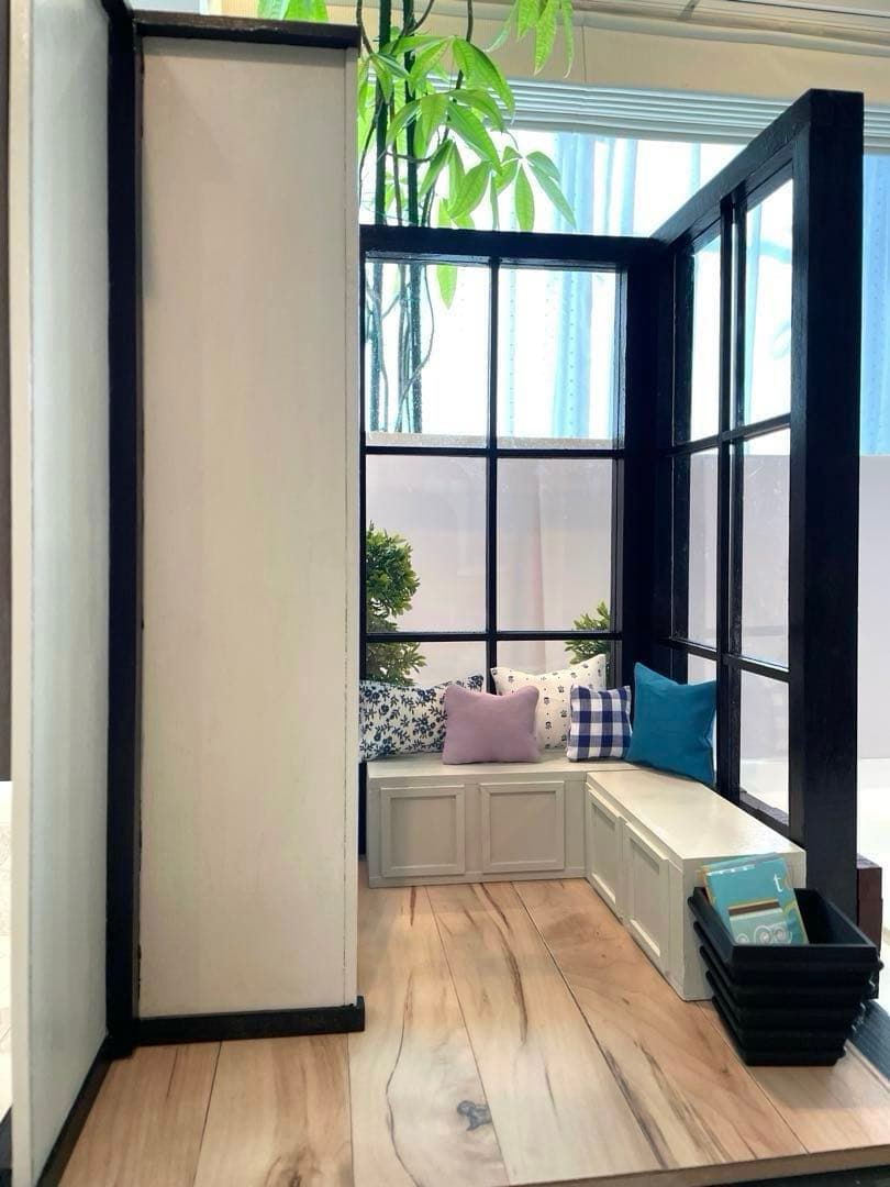 ドールハウス　撮影背景ボード　ハンドメイド　ミニチュア☆コーナールーム＆チェア☆