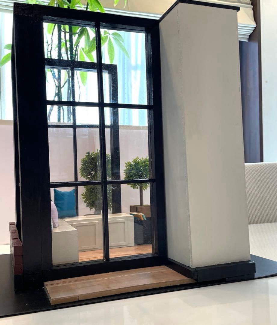 ドールハウス　撮影背景ボード　ハンドメイド　ミニチュア☆コーナールーム＆チェア☆