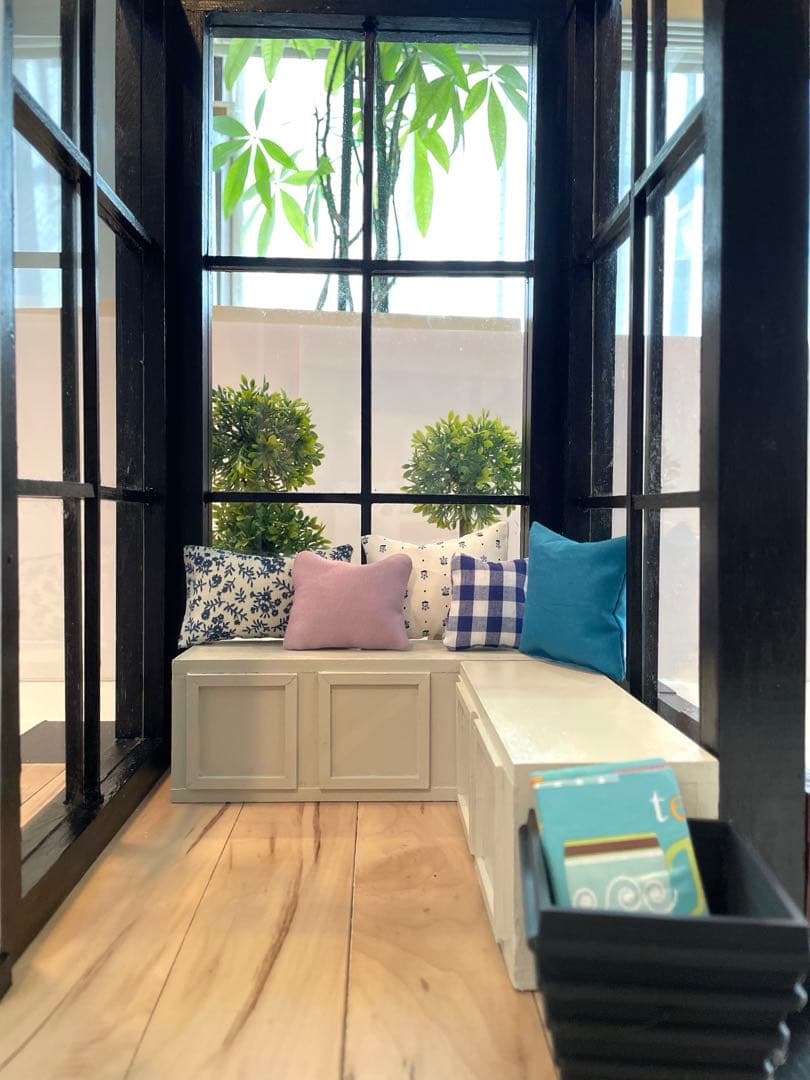 ドールハウス　撮影背景ボード　ハンドメイド　ミニチュア☆コーナールーム＆チェア☆