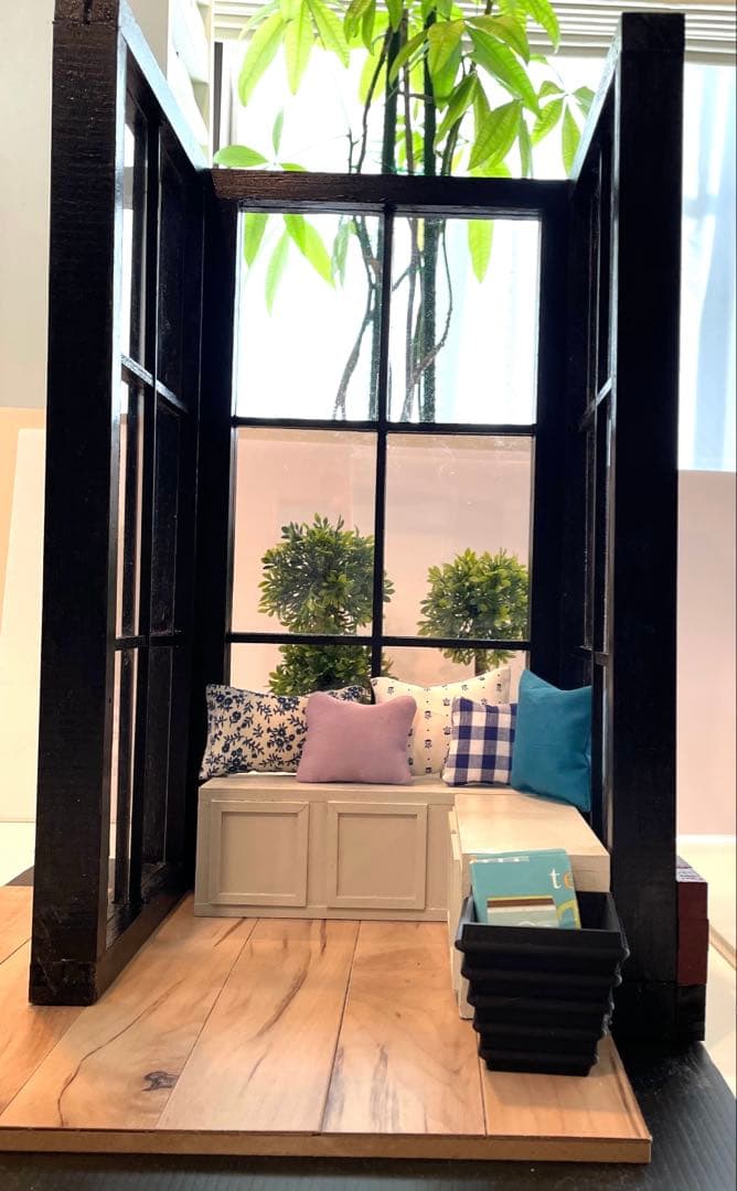 ドールハウス　撮影背景ボード　ハンドメイド　ミニチュア☆コーナールーム＆チェア☆