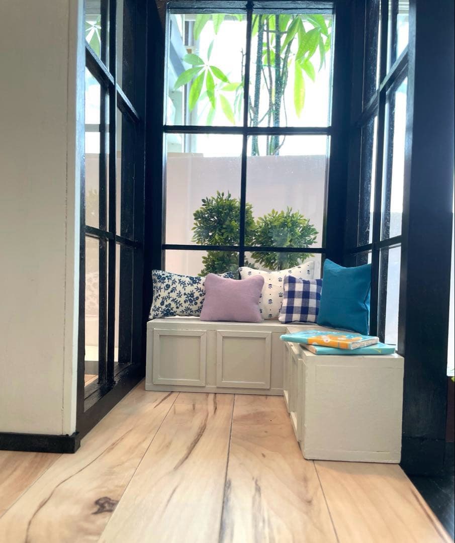 ドールハウス　撮影背景ボード　ハンドメイド　ミニチュア☆コーナールーム＆チェア☆