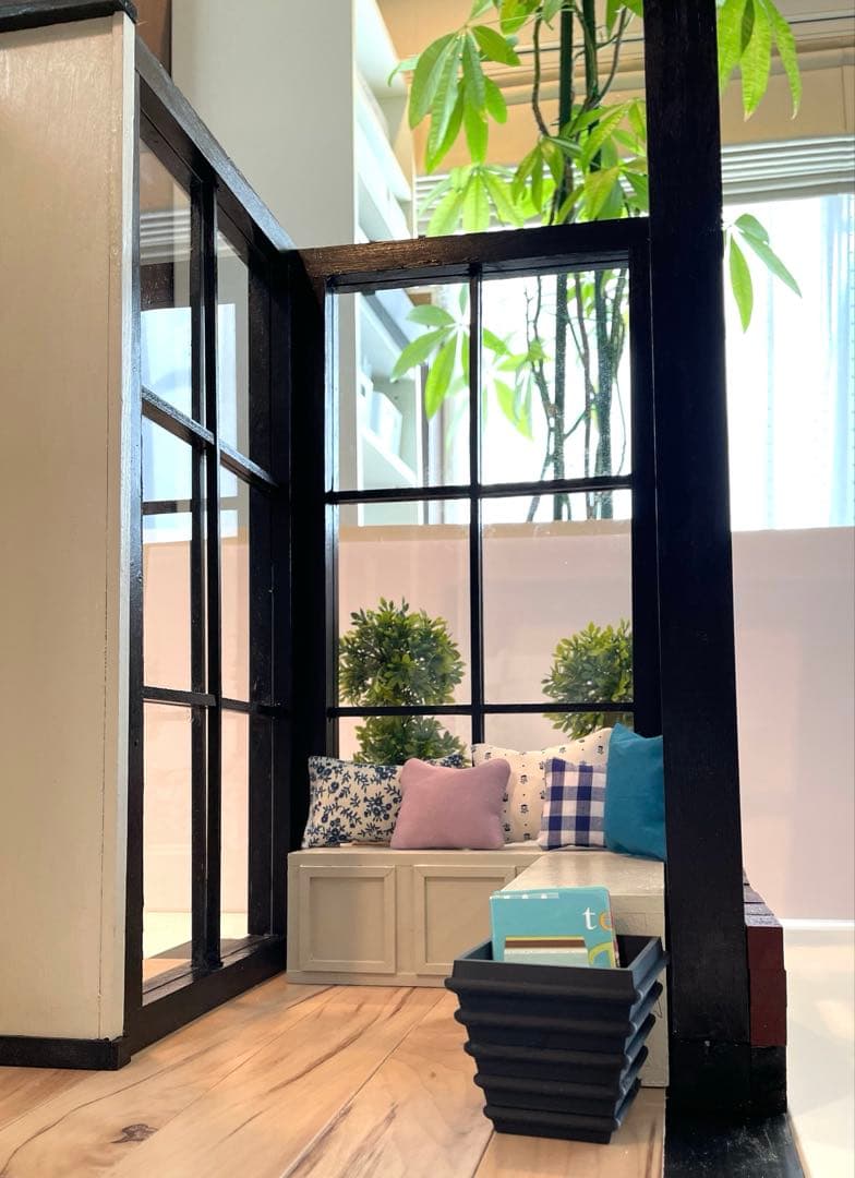 ドールハウス　撮影背景ボード　ハンドメイド　ミニチュア☆コーナールーム＆チェア☆