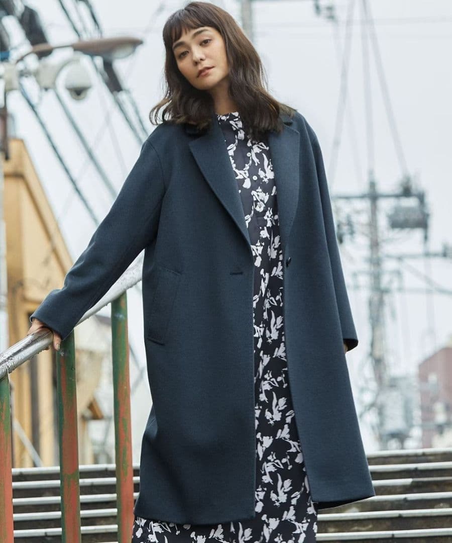 23区S 美品 ウールカシミヤビーバーチェスターコート 32 ダークグリーン