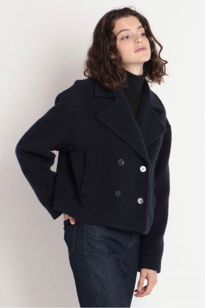 サボテン様 Theory 22aw ショート丈Pコート 890 ネイビー