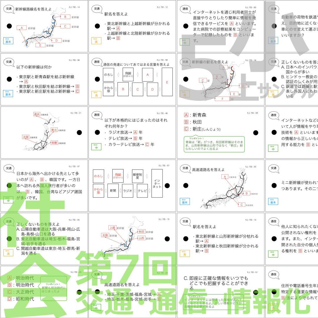 中学受験 暗記カード【5年上 社会・理科6-9回】 予習シリーズ 組み分け対策