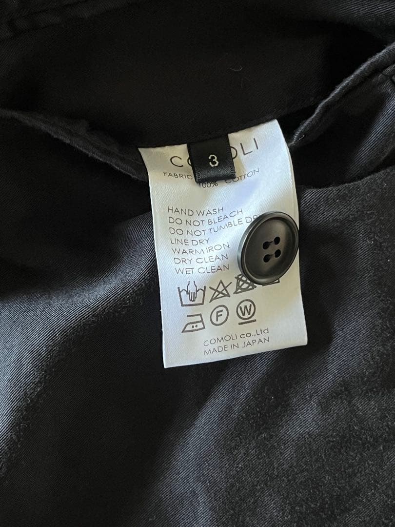 COMOLI 21SS コットンサテン ハンティングジャケット Black 3