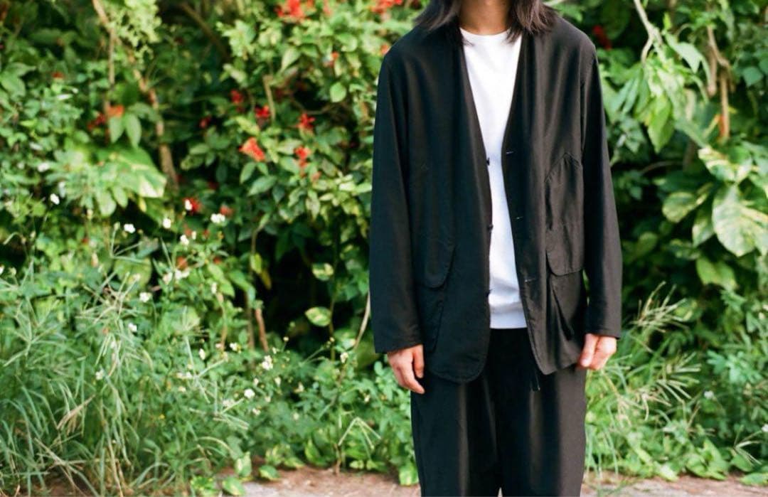 COMOLI 21SS コットンサテン ハンティングジャケット Black 3