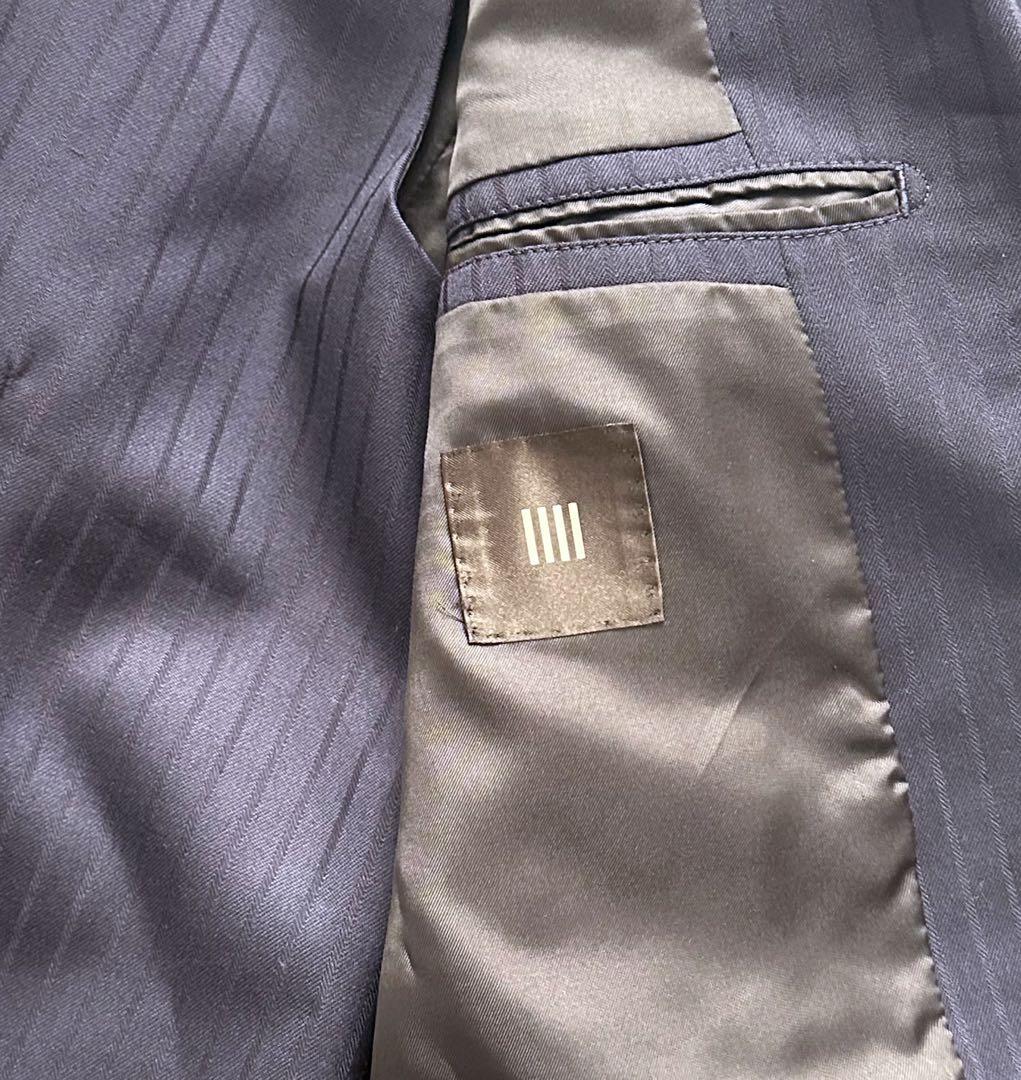 スーツセレクト　スリーピース　セットアップ　スーツ　ネイビー　ストライプ