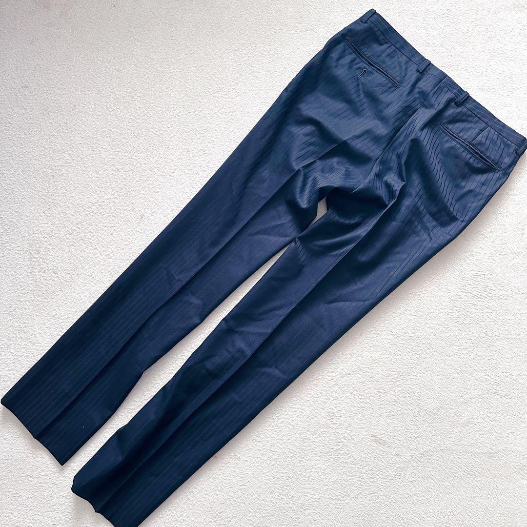 スーツセレクト　スリーピース　セットアップ　スーツ　ネイビー　ストライプ