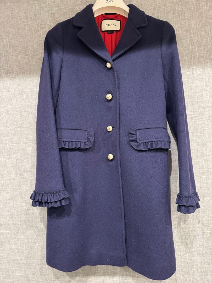 【超美品】GUCCI グッチ　チェスターコート　パールボタン　フリル