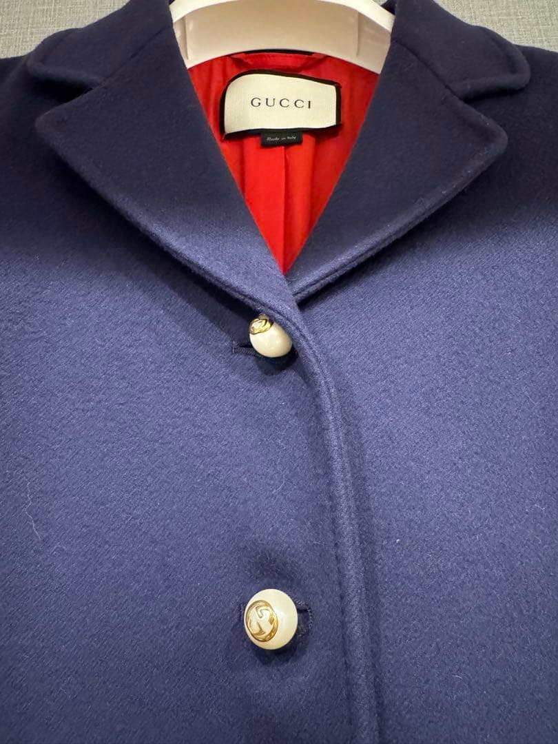 【超美品】GUCCI グッチ　チェスターコート　パールボタン　フリル