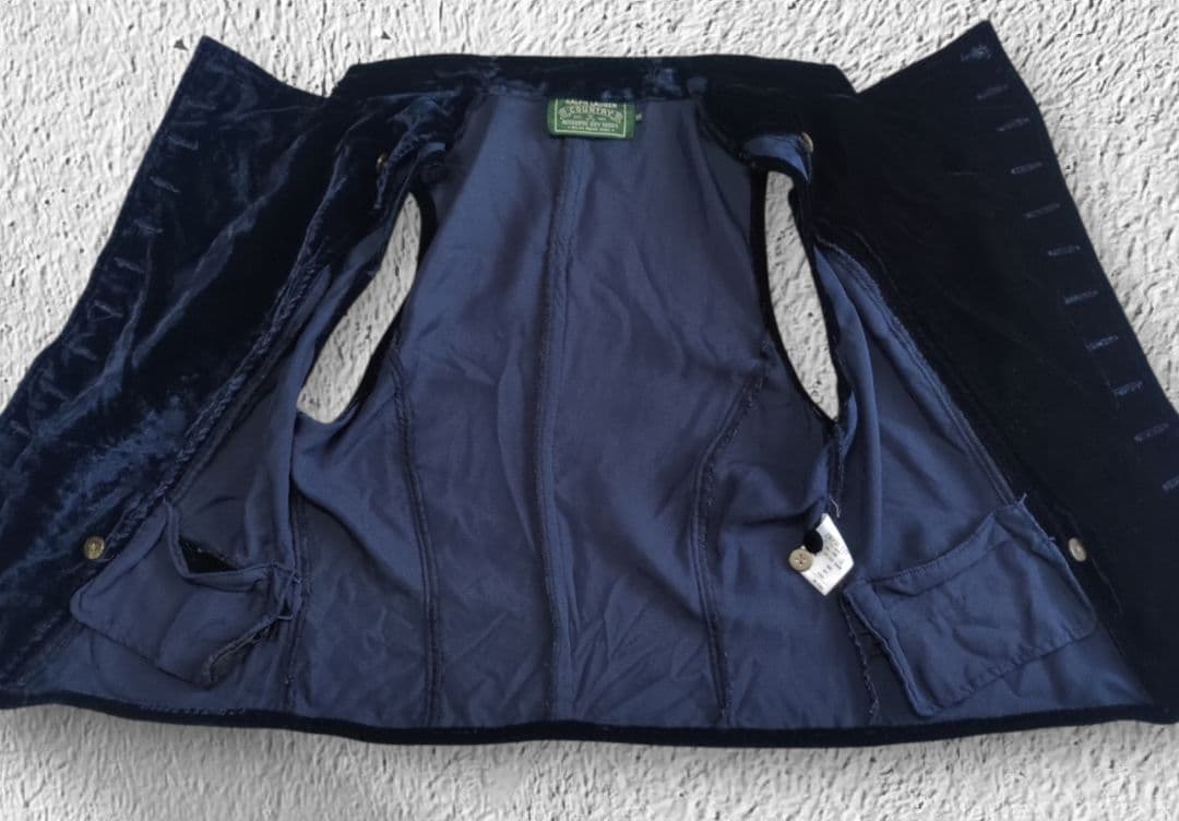 希少VintageRalphLaurenベストネイビーベロア　ナポレオンベスト