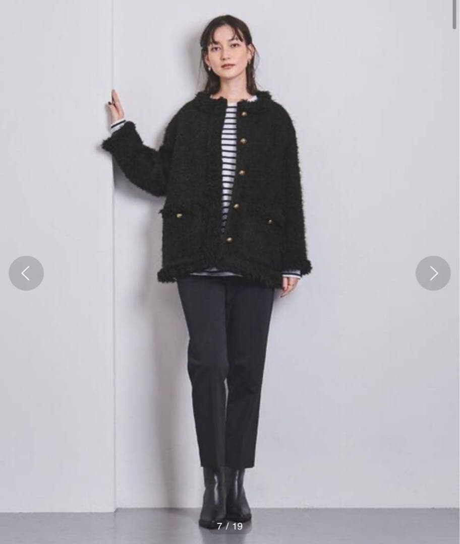 妻私物 UNITED ARROWS シャギーツイードジャケット 黒 サイズ36